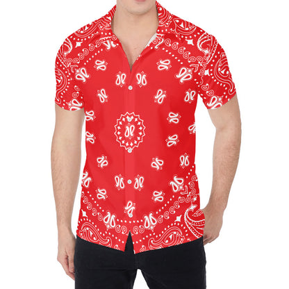 Red Paisley Bandana Print Men's Shirt