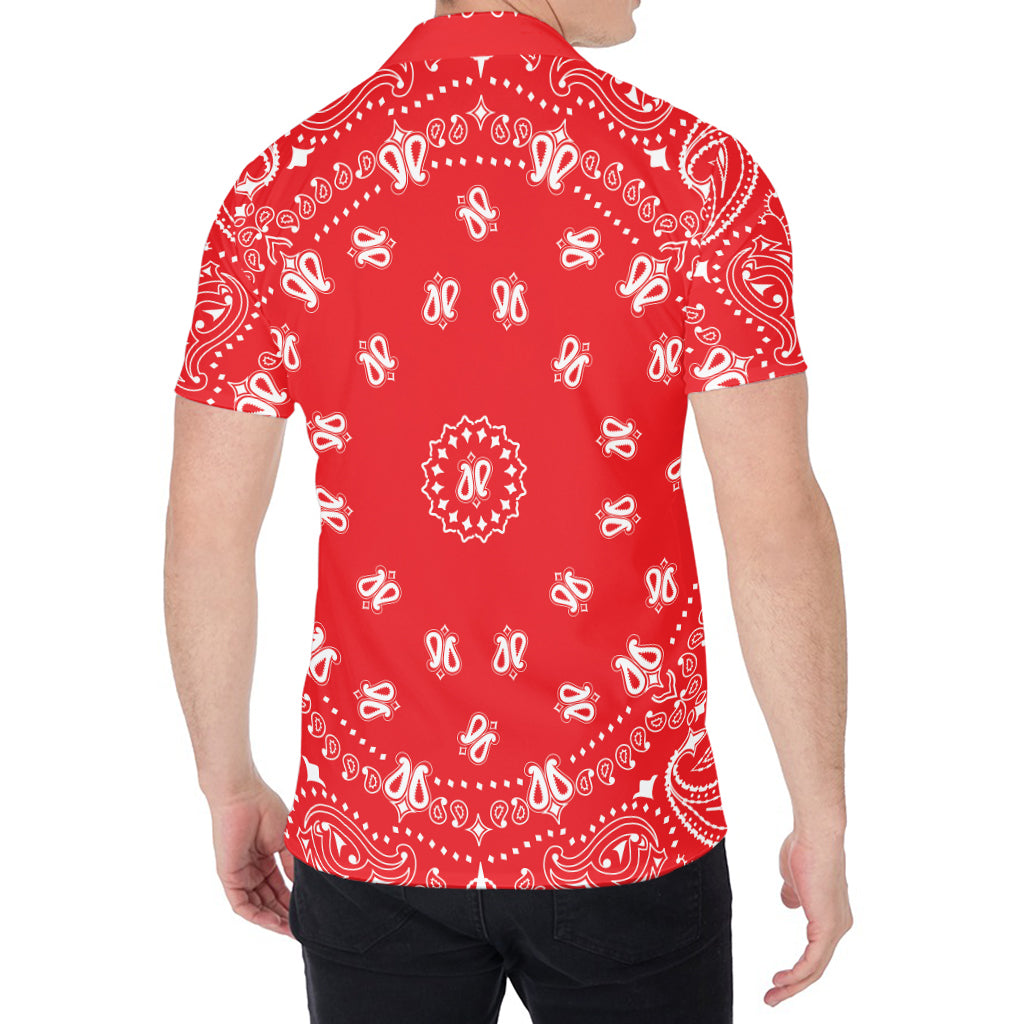 Red Paisley Bandana Print Men's Shirt