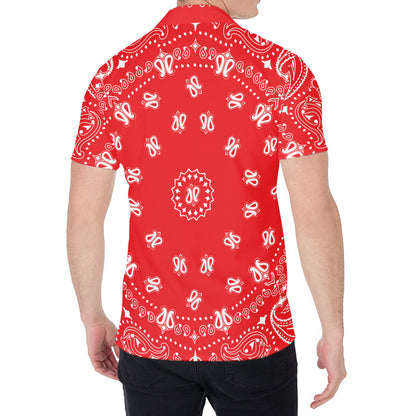 Red Paisley Bandana Print Men's Shirt