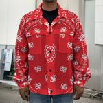Red Paisley Bandana Print Men's Shirt Jacket
