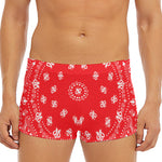 Red Paisley Bandana Print Men's Short Boxer Briefs