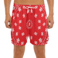 Red Paisley Bandana Print Men's Split Running Shorts