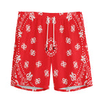 Red Paisley Bandana Print Men's Sports Shorts