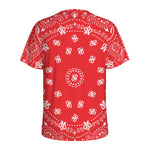 Red Paisley Bandana Print Men's Sports T-Shirt
