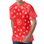Red Paisley Bandana Print Men's Velvet T-Shirt