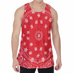 Red Paisley Bandana Print Men's Velvet Tank Top