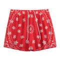 Red Paisley Bandana Print Mesh Shorts