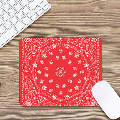 Red Paisley Bandana Print Mouse Pad