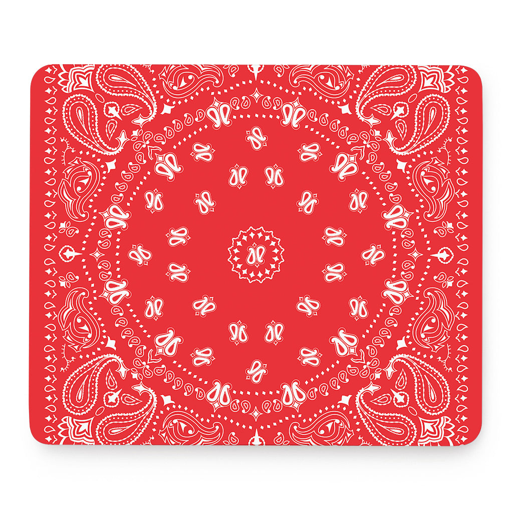 Red Paisley Bandana Print Mouse Pad