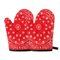 Red Paisley Bandana Print Oven Mitts