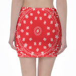 Red Paisley Bandana Print Pencil Mini Skirt