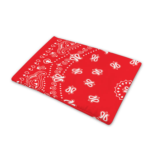 Red Paisley Bandana Print Pet Cooling Mat Cover