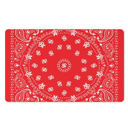 Red Paisley Bandana Print Polyester Doormat