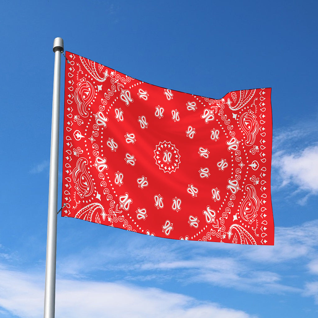 Red Paisley Bandana Print Polyester Flag