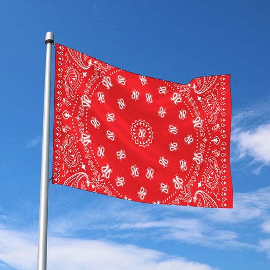 Red Paisley Bandana Print Polyester Flag