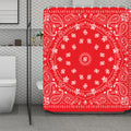 Red Paisley Bandana Print Polyester Shower Curtain