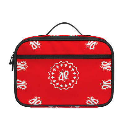 Red Paisley Bandana Print Portable Lunch Bag
