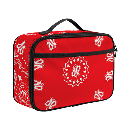 Red Paisley Bandana Print Portable Lunch Bag