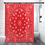 Red Paisley Bandana Print Premium Shower Curtain