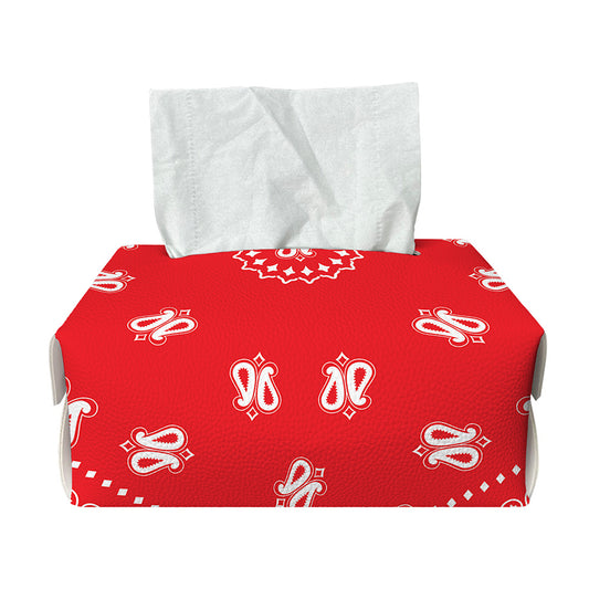 Red Paisley Bandana Print Rectangle Tissue Box Cover