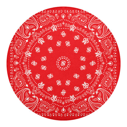 Red Paisley Bandana Print Round Blanket