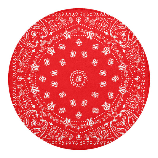 Red Paisley Bandana Print Round Blanket