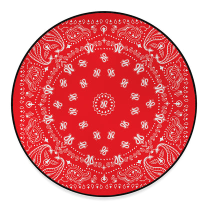 Red Paisley Bandana Print Round Floor Mat