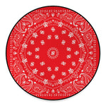 Red Paisley Bandana Print Round Floor Mat