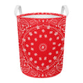 Red Paisley Bandana Print Round Laundry Basket