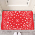 Red Paisley Bandana Print Rubber Doormat