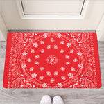 Red Paisley Bandana Print Rubber Doormat