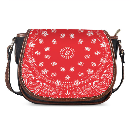 Red Paisley Bandana Print Saddle Bag