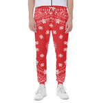 Red Paisley Bandana Print Scuba Joggers