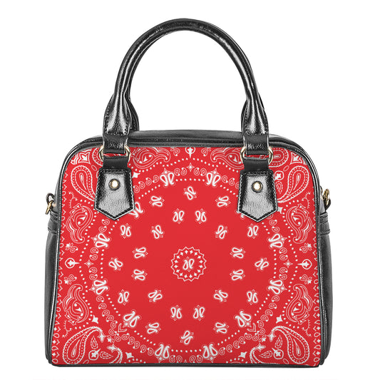 Red Paisley Bandana Print Shoulder Handbag