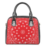 Red Paisley Bandana Print Shoulder Handbag
