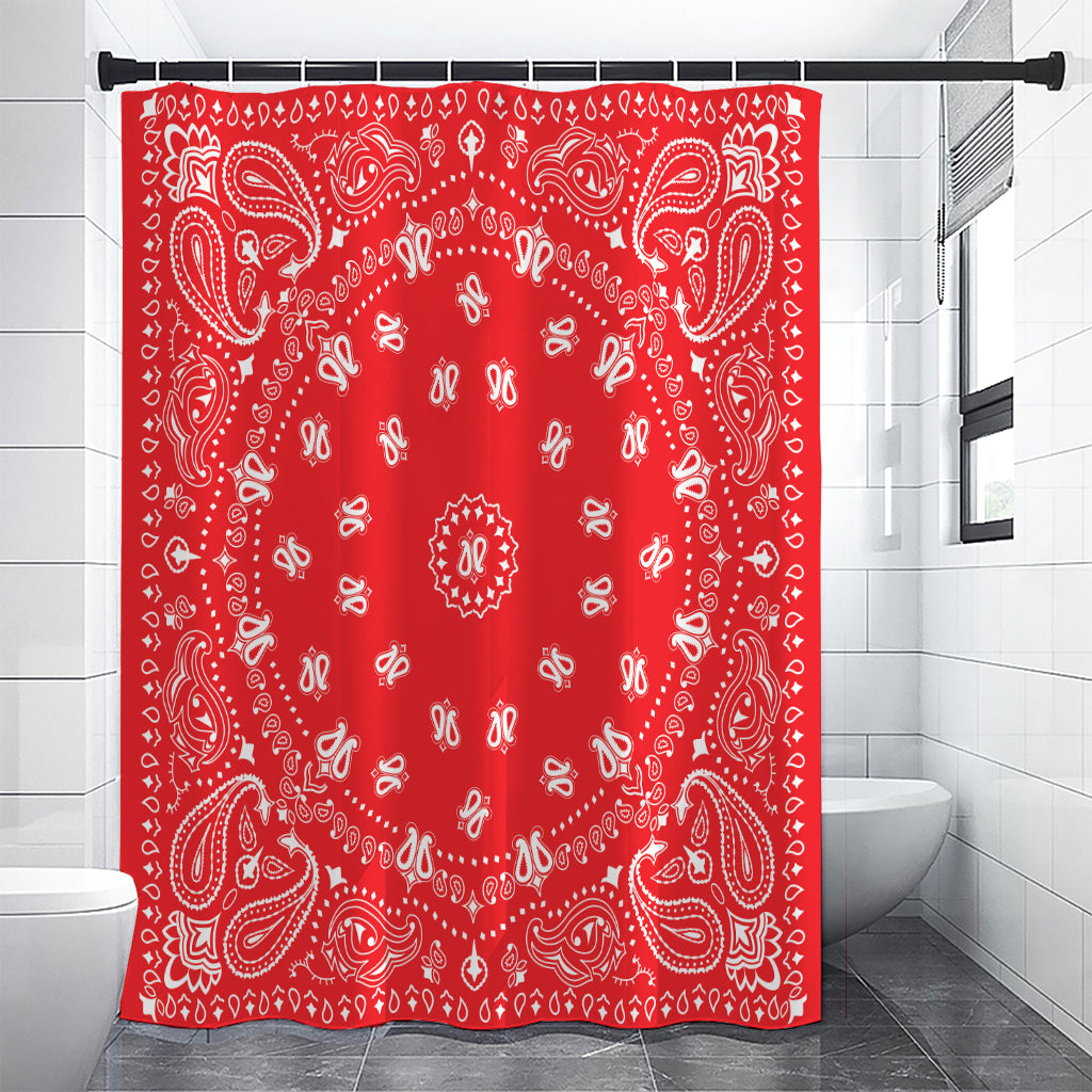Red Paisley Bandana Print Shower Curtain