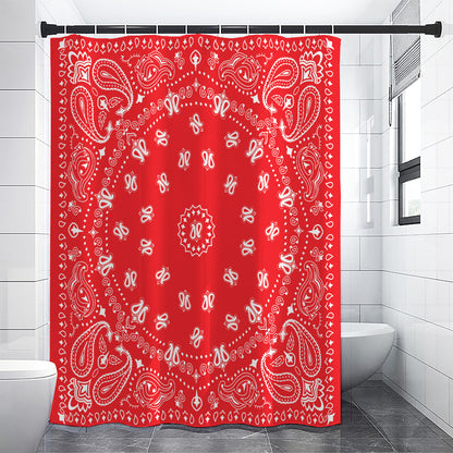 Red Paisley Bandana Print Shower Curtain