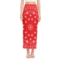 Red Paisley Bandana Print Side Slit Maxi Skirt