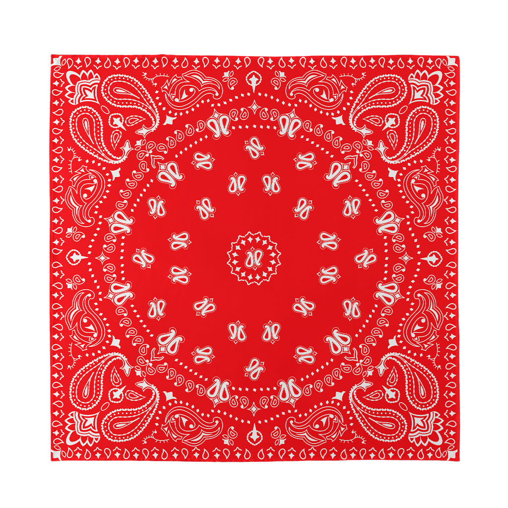 Red Paisley Bandana Print Silk Bandana