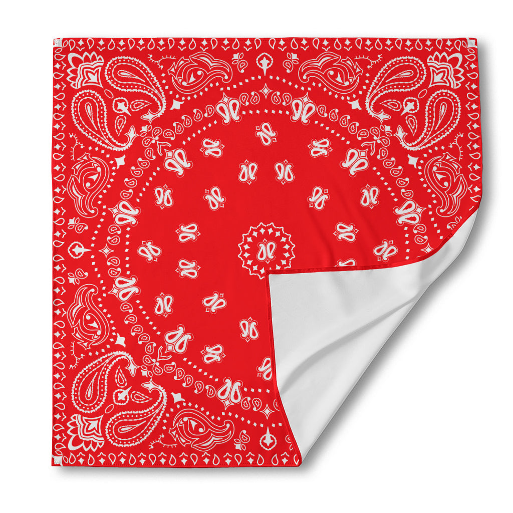 Red Paisley Bandana Print Silk Bandana