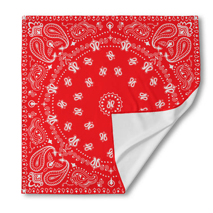 Red Paisley Bandana Print Silk Bandana
