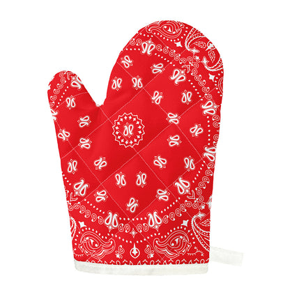Red Paisley Bandana Print Single Oven Mitt