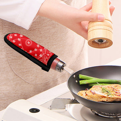 Red Paisley Bandana Print Skillet Handle Cover
