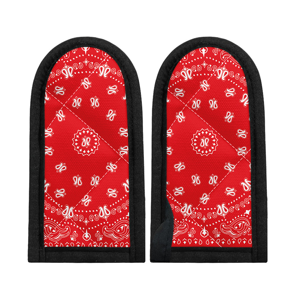 Red Paisley Bandana Print Skillet Handle Cover
