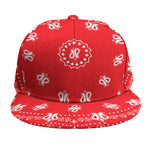 Red Paisley Bandana Print Snapback Cap