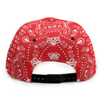 Red Paisley Bandana Print Snapback Cap