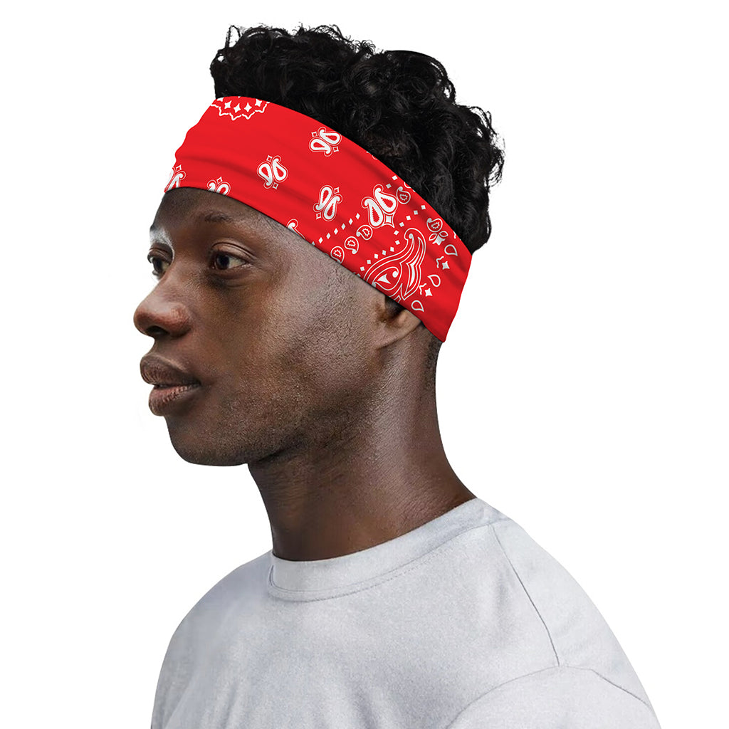 Red Paisley Bandana Print Sports Headband