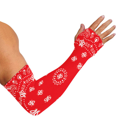 Red Paisley Bandana Print Sun Protection Arm Sleeves