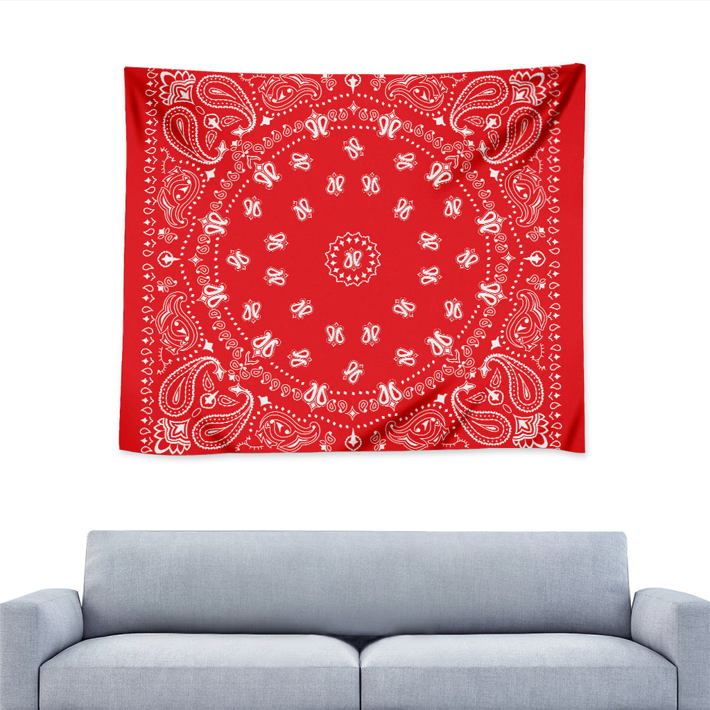 Red Paisley Bandana Print Tapestry