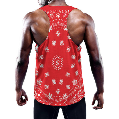 Red Paisley Bandana Print Training Tank Top